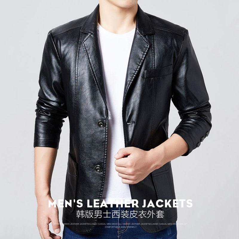 Leather Suit Men's Business Casual Young Middle-aged Leather Men's Jacket Jacket Large Size Plus Velvet