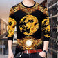 Men's tops spring and autumn men's long-sleeved T-shirt men's 3D printed round neck T-shirt