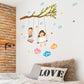 Boy girl swinging bedside porch sofa TV corner background decorative wall sticker happy childhood