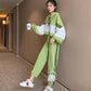 Two-piece Fashion Suit Women's Casual Loose Hooded Comfortable Sportswear Solid Color Autumn Avocado Green Loose Autumn Women
