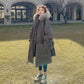Parker Jacket Women's Winter Padded Clothes Mid-length Plus Velvet Thick Padded Workwear Fluffy Big Fur Collar Hooded Jacket