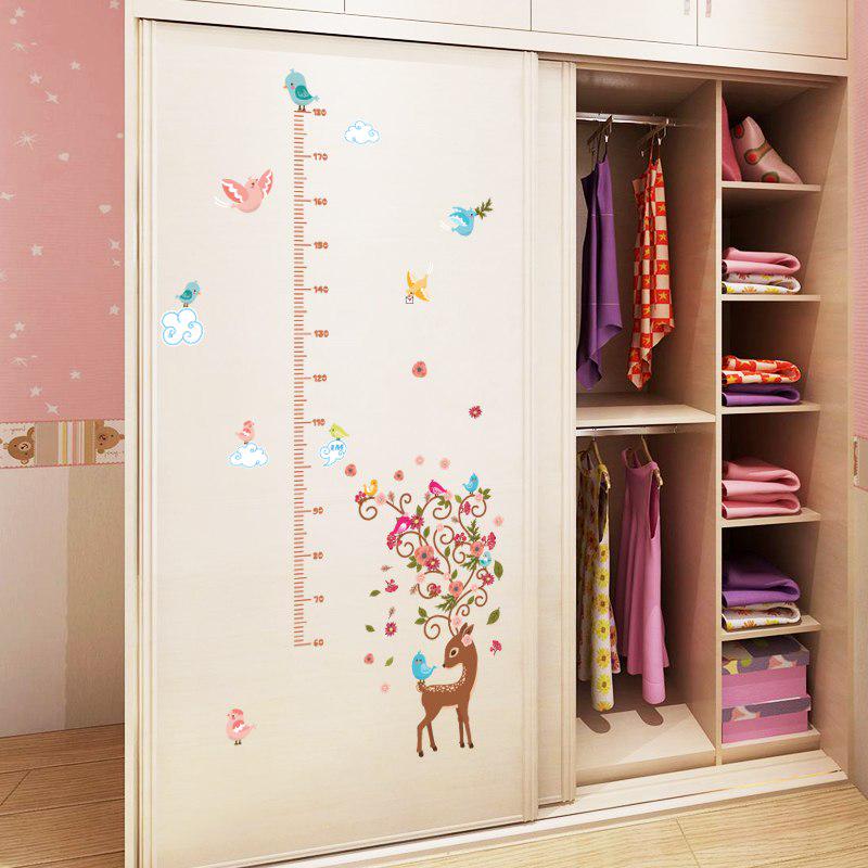 [sticker ]Cartoon Deer Height Wall Stickers For Kids Rooms Baby Room Nursery Bedroom Home Decor Art