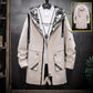 Large Size Jacket Men Hooded Workwear Spring Casual Loose Coat Soft and Comfortable Windbreaker Long