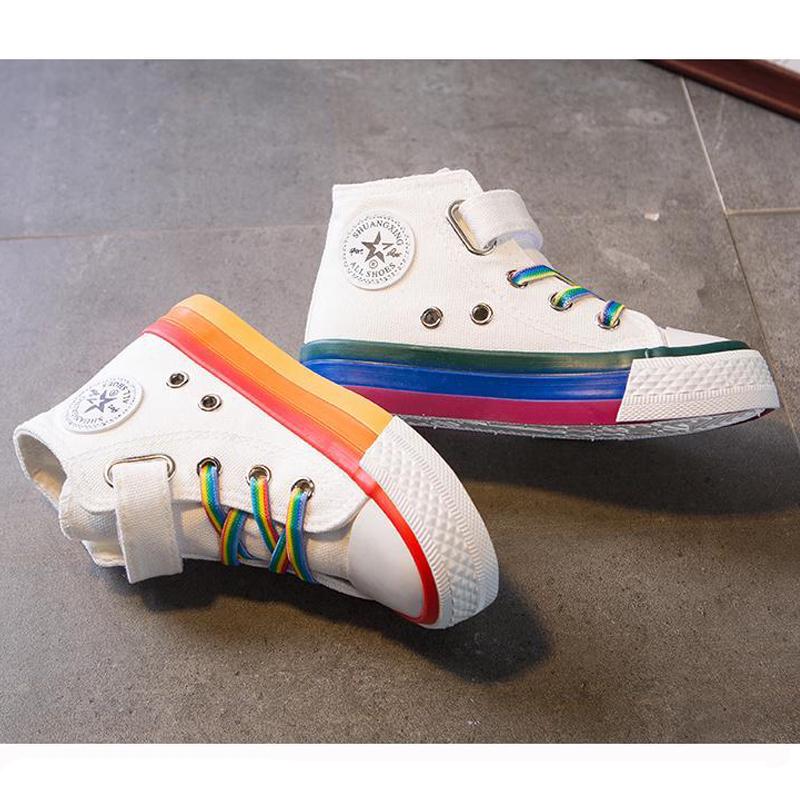 Children's Canvas Shoes 2020 Spring Girls Candy Color High-top Board Shoes Boys Casual Soft Bottom Shoes