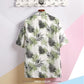 Summer Men Tees Beach Shirt Leaf Print Tee Plus Size Loose Overshirt Half Sleeve Retro Clothes Casual Male Undies Button Up Top