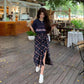 Split Women Plaid Skirt Female High Waist A-line Mid-length Half Skirt Thin Daily Student School