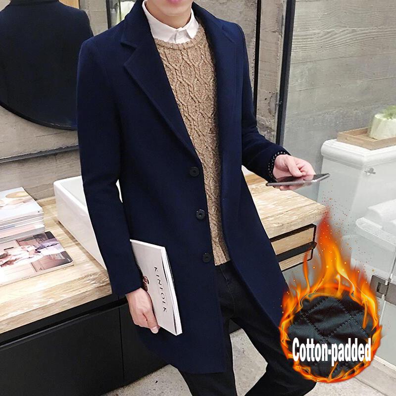 Men's Woolen Coat Long Windbreaker Man Jacket Overcoat for Male Casual Outer Wear Men Clothing