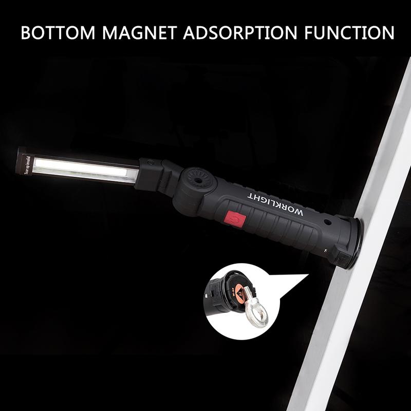 360° Folding USB Rechargeable COB Work Light LED Red Light Strong Light Emergency Flashlight Inspection Light