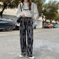 Wide Leg Pants Ladies High Waist Summer Pleated Tie-dye Loose Casual Pants Mopping Trousers