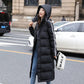 Down Jacket Women Black Thick Straight Loose Loose White Duck Down Knee-to-ankle Mid-length Super Long Winter Hood