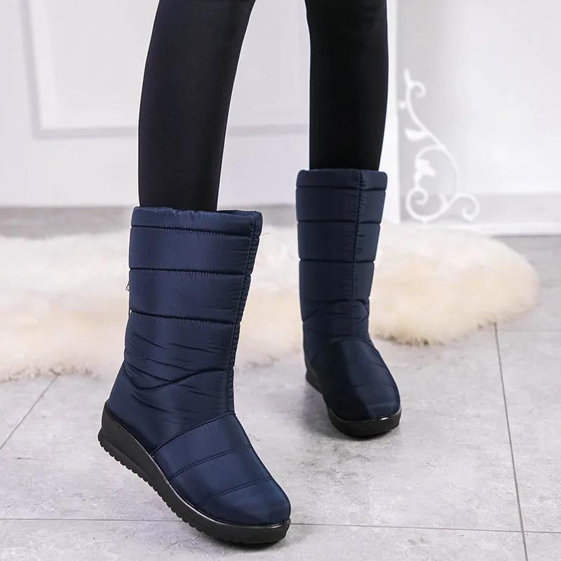 Snow Boots Women Winter In The Waterproof Non-slip Warm Cotton Shoes Thick Bottom Plus Velvet Thick Cotton Boots Large Size