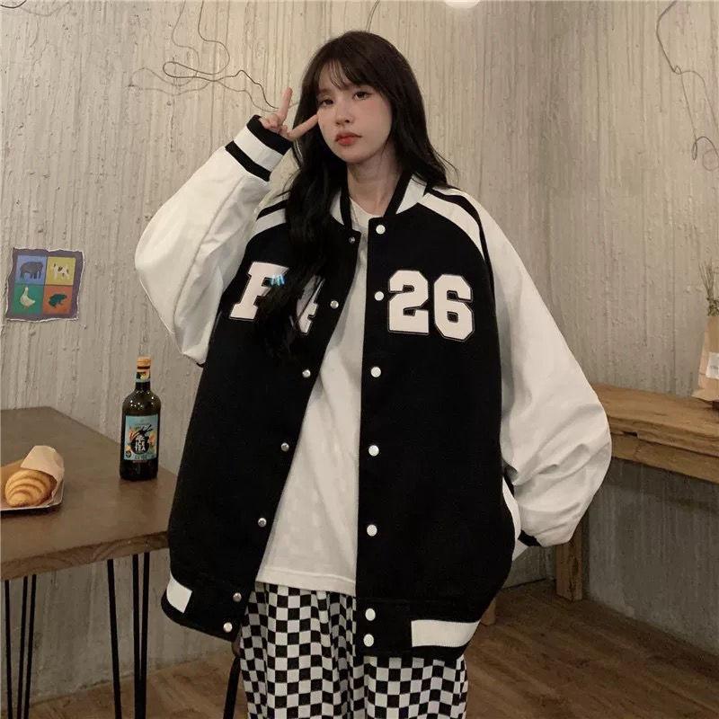Baseball Uniform Jacket Women's Autumn and Winter Loose Tops Lazy Wind Casual High-end All-match Jacket Comfortable and Breathable