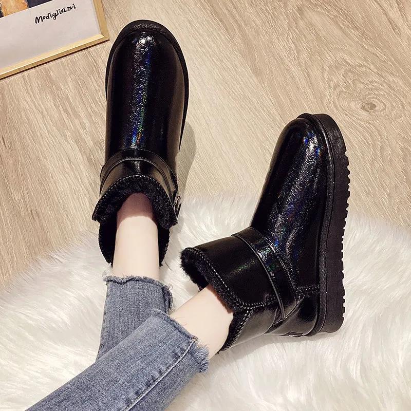 Thicken Plus Velvet Snow Boots Women All-match Flat-bottomed Waterproof Super Warm Cotton Boots Winter Shoes