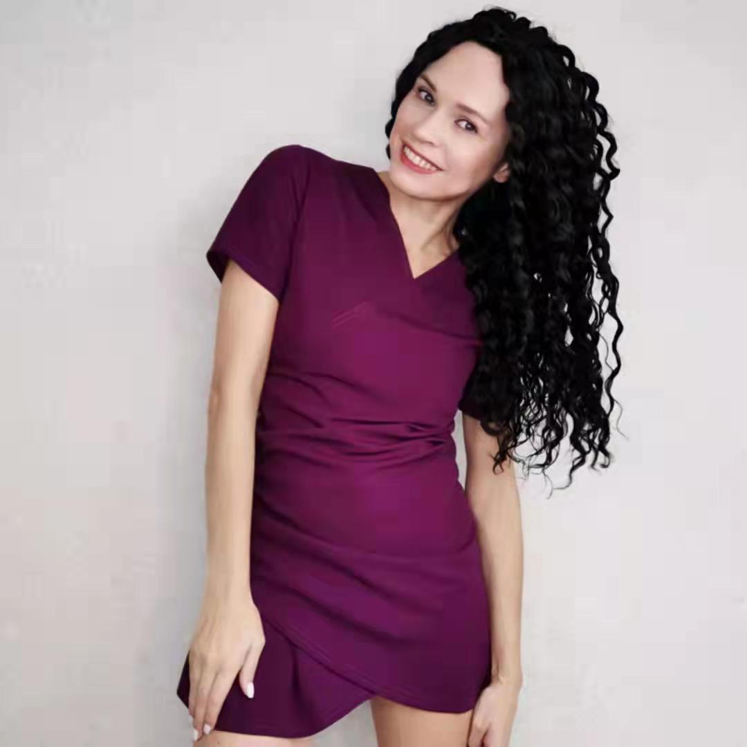 Women V-Neck Dress Irregular  Slim Solid Color Bodycon Dress Female Bodycon Dress for Party