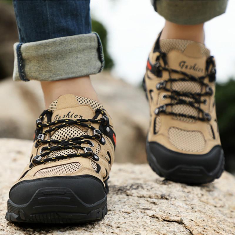 Summer Cool Breathable Men Hiking Shoes Suede Mesh Outdoor Sneakers Climbing Shoes Men Sport Shoes