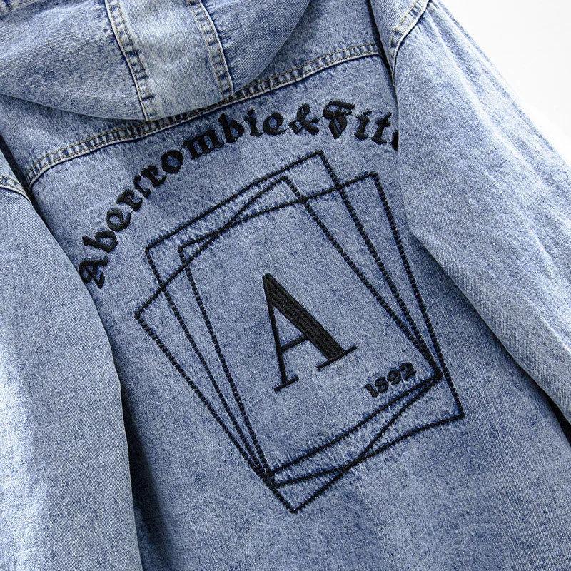 Loose Hooded Casual Embroidered Trench Coat Denim Jacket Korean Version Plus Size Women's Spring and Autumn Tops