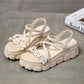 Muffin Thick Bottom Casual Sandals Summer Flowers Flat Heightened Roman Shoes Ladies Sweet Temperament Sandals A Pedal