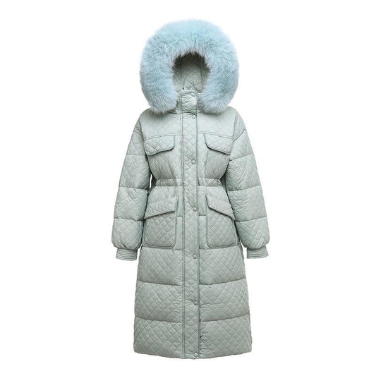 Long Winter Down Jacket Women 2021 Hooded Solid Casual Women's Down Coat with Fur Collar Solid Thick Overcoat Female