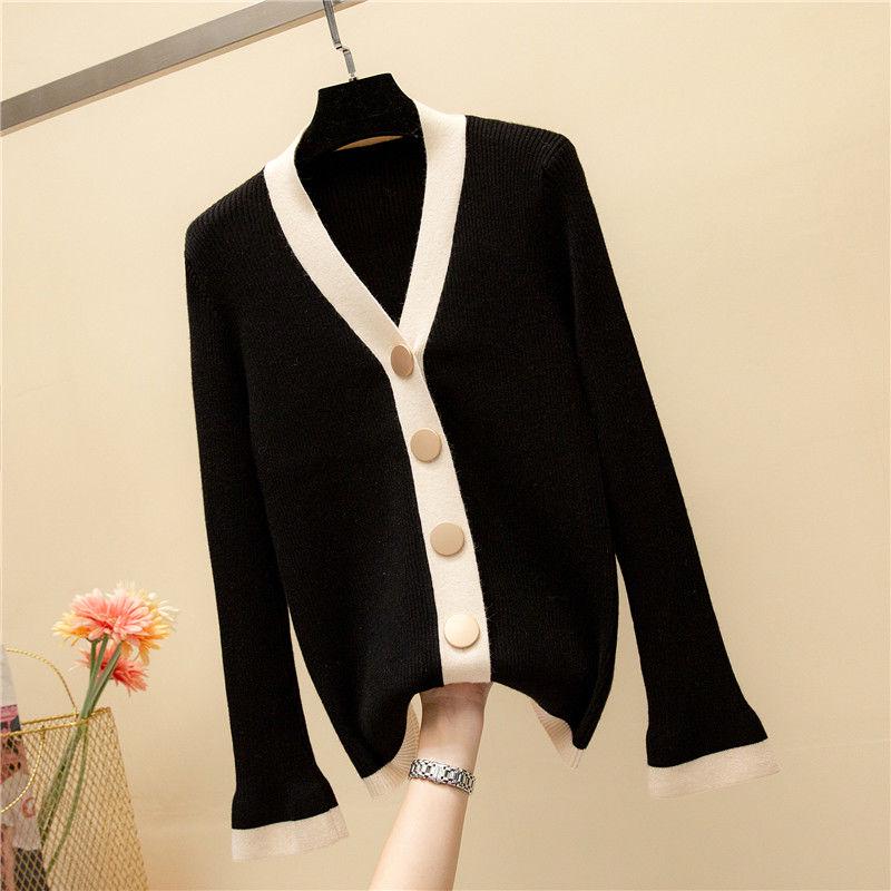 Spring Warm Short Knit Single-breasted Long-sleeved Cardigan Soft V-neck Sweater Coat Women