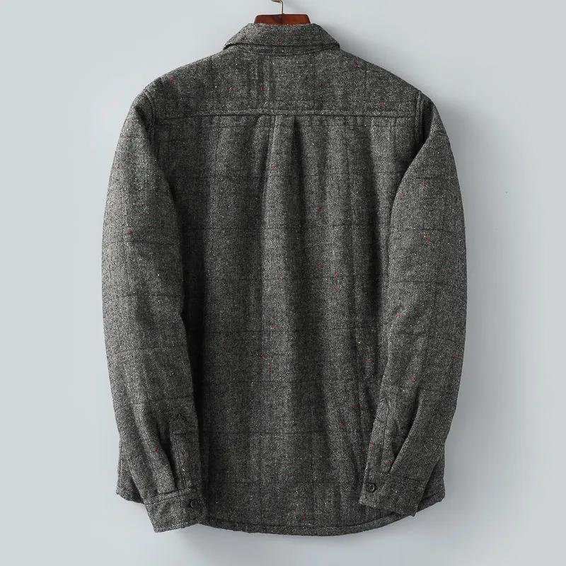 Autumn and Winter Men's Quilted Shirt Tempered High-quality Fabric Warm and Thick Casual Jacket
