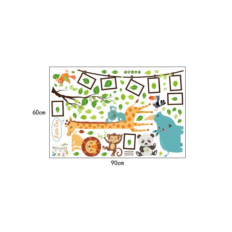 [Wall sticker ]Giraffe Panda Animal Photo Tree Frame Art Wall Stickers For Kids Rooms Kitchen Nurser
