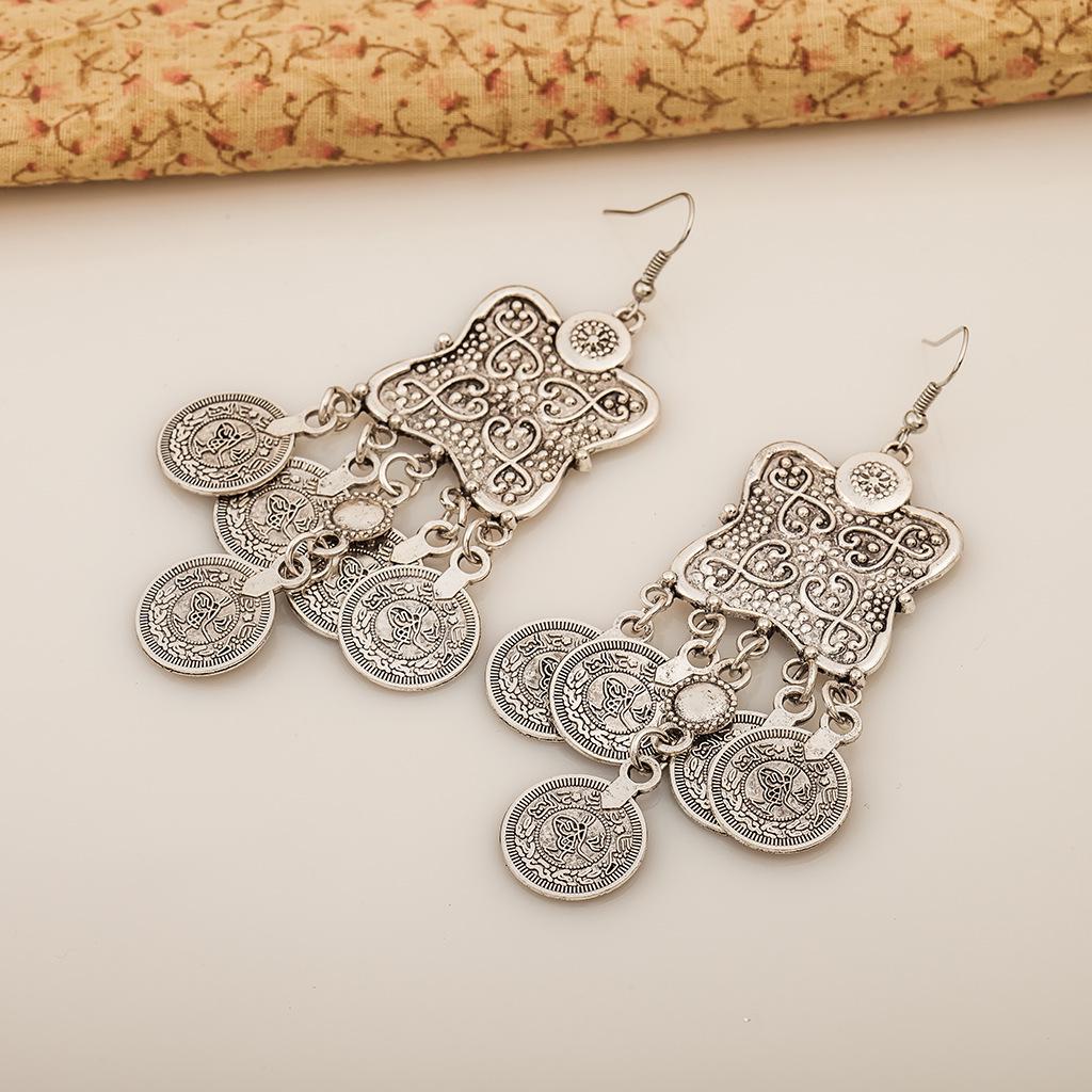 Fashion Vintage Ethnic Style Earrings Punk Style Ladies Tassel Coin Earrings Earrings
