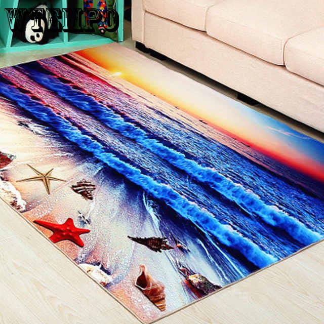 3D Carpet Mediterranean Dolphin Style Mat Living Room Coffee Table Sofa Bedroom Floor Rug