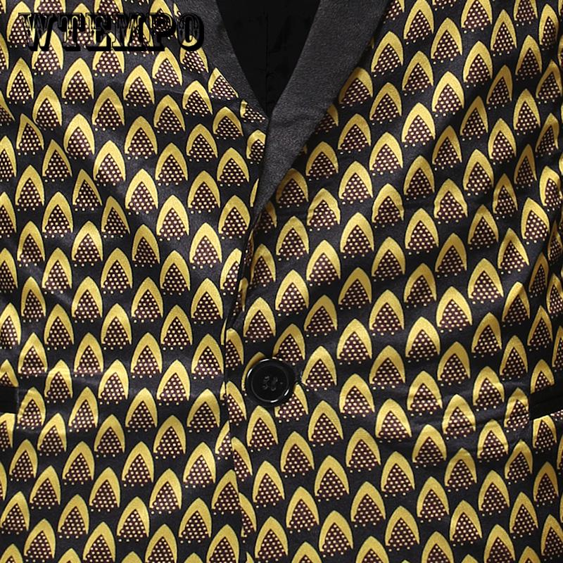 Male Suit Blazer Print Party Wedding Festival Stylish For Men Stage Costumes Slim Fit Jacket