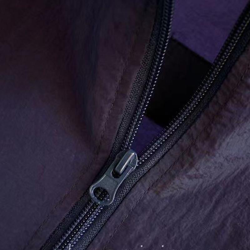 Summer Stitching Contrast Color Drawstring Zipper Cardigan Hooded Thin Sunscreen Jacket Women