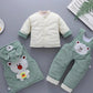 Baby Winter Coat Suit Plus Velvet Thickening Newborn Baby Clothes Corduroy Hooded Autumn and Winter Three-piece Cotton Jacket