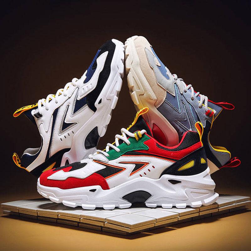 Clunky Shoes for Men Lace Up Thick Sneakers Increase High Anti-slip Casual Sports Shoes for Lovers