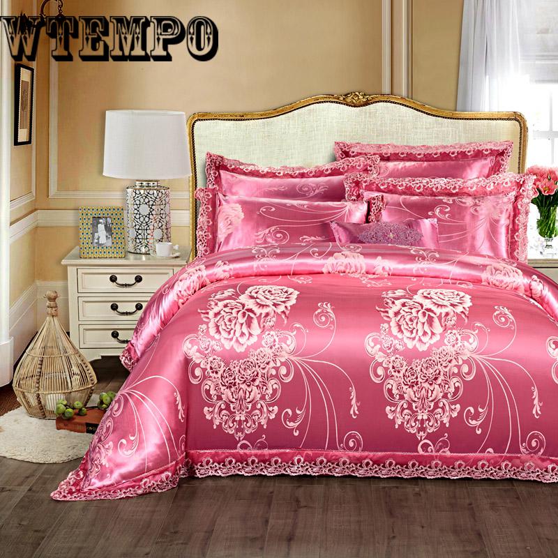 Four-piece cotton lace quilt cover sheets home bedroom bedding set European jacquard cotton