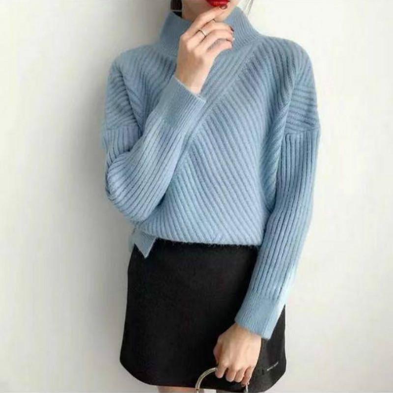 Solid Color Turtleneck Sweater Women Thickened Pullover Fashion Wild Long-sleeved Sweater