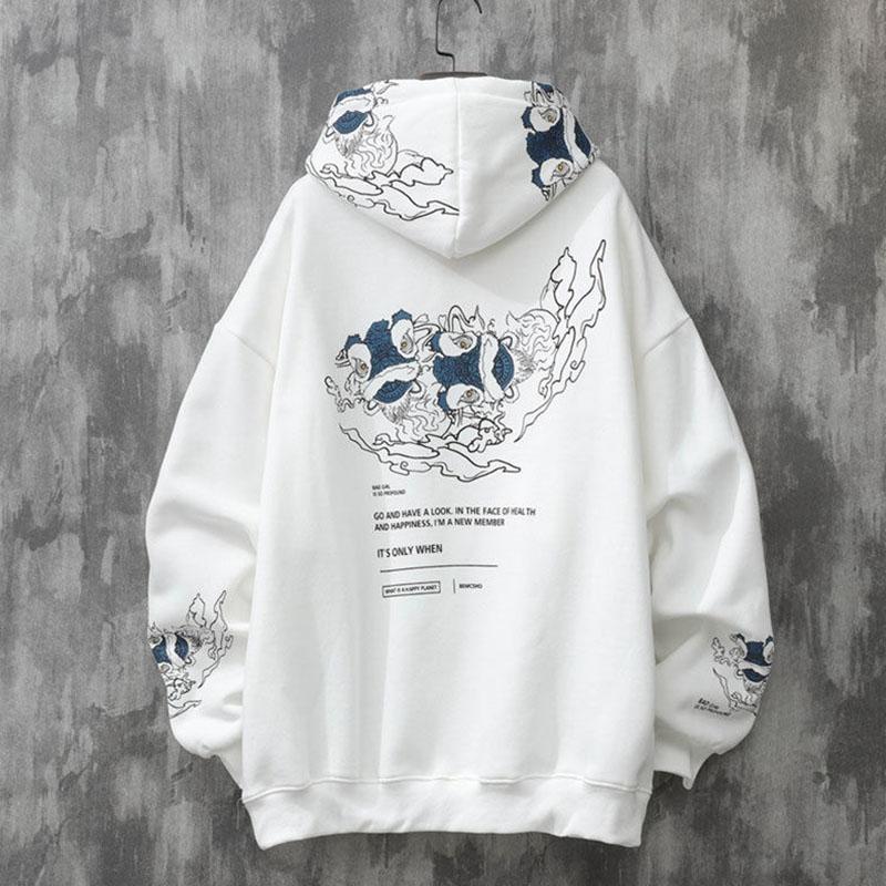 Chinese Style Wake-up Lion Print Hooded Sweater Men's 2022 Spring and Autumn New Trend Loose Small Country Tide Men's Jacket