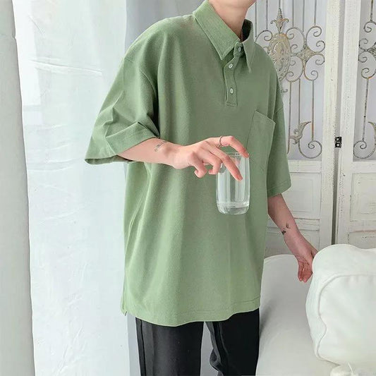 Men's Short-sleeved T-shirt Summer New Fake Two-piece Shirt Trendy Casual Loose All-match Clothes