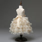 Girls Sleeveless Puffy Princess Dress Children's Wedding Dress Show Dress Bow Girls Cake Dress Sweet Waist A-line Skirt