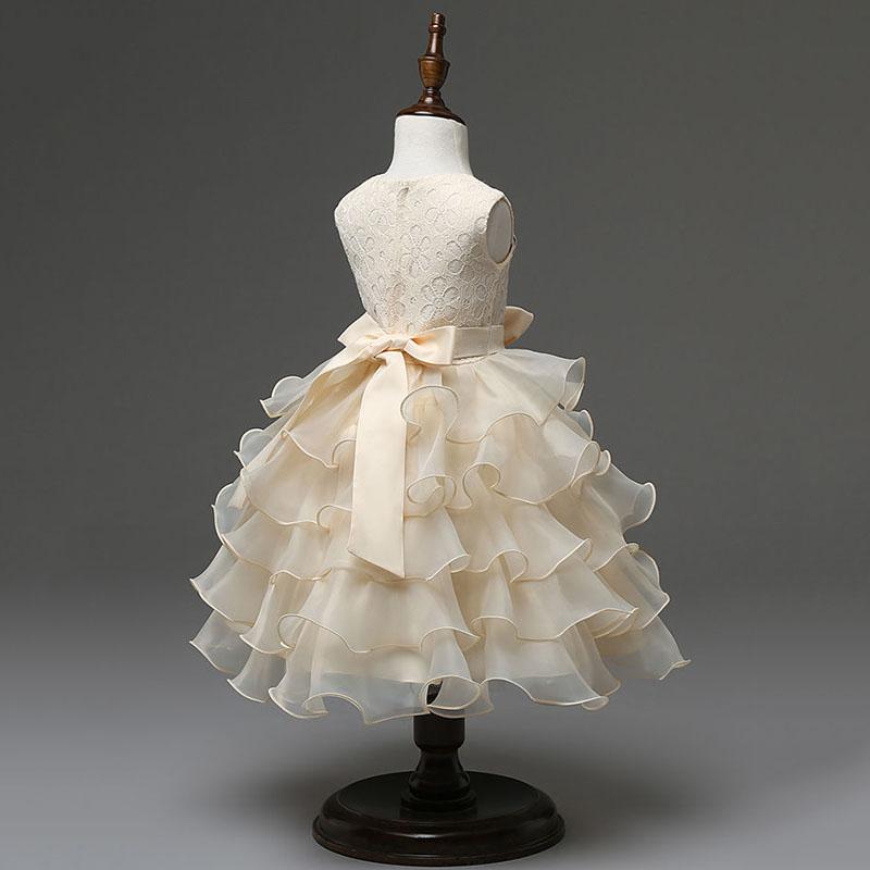 Girls Sleeveless Puffy Princess Dress Children's Wedding Dress Show Dress Bow Girls Cake Dress Sweet Waist A-line Skirt