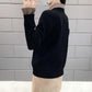 Autumn Winter knit Sweater Women Loose Pullover Sweater Korean Fake Two-piece Sweater Top for Student Office Ladies