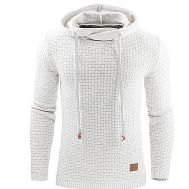 Men's Sweater Spring and Autumn Jacquard Long-sleeved Loose Fashion Hoodie Solid Color Sports Casual Jacket Trendy