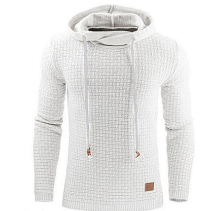 Men's Sweater Spring and Autumn Jacquard Long-sleeved Loose Fashion Hoodie Solid Color Sports Casual Jacket Trendy