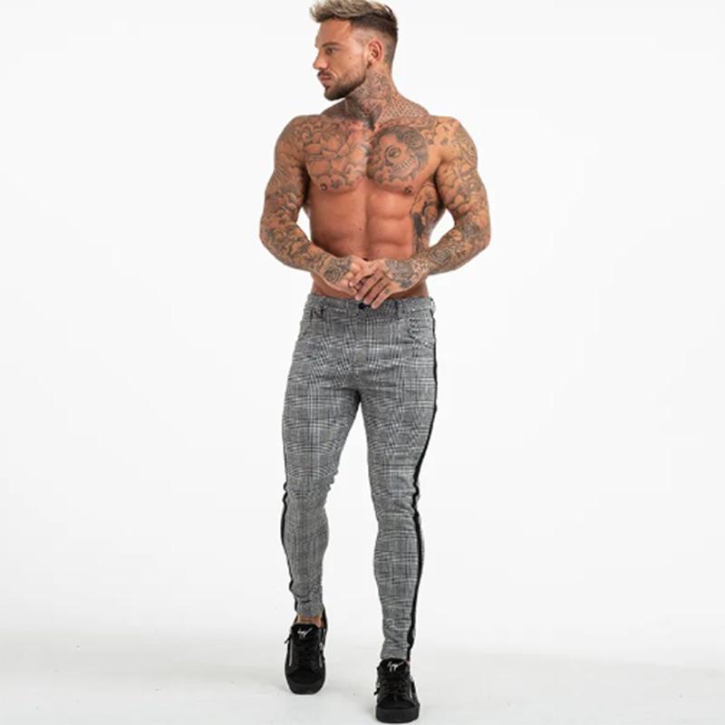 Fashion Men's Plaid Pants Casual Sports Pants Youth Stretch Slim Trend All-match Small Feet Long Pants