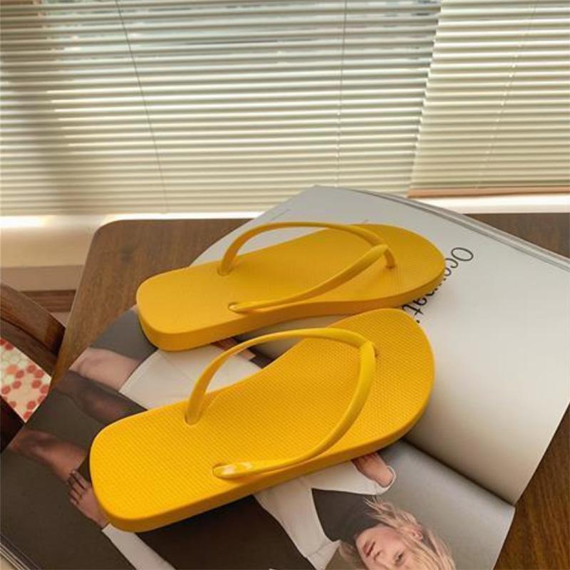 Solid Color Cute Cartoon Sandals Female Summer Couple Non-slip Outside Wear Ins Tide Beach Flip Flops Male