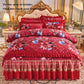 Quilted Crystal Velvet Bed Skirt Four-piece Thick Plus Cotton Bedspread Duvet Cover Bedding Set