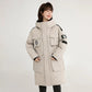 Down Jacket Women's Mid-length High-end Tooling Large Pockets Loose Thickened Coat Winter Warm Drop-shoulder Cotton Clothes Casual Outdoor Jacket