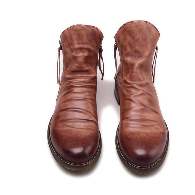 Original Leather Boots Men Autumn Shoes Male Leather Casual Boots Men Comfy Anti-Slip Lace-up Boots