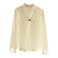 White Shirt Temperament Was Thin V-neck Long-sleeved Loose Solid Color Shirt Female Super Fairy Blouse Work Clothes Suit with Shirt