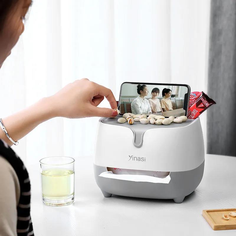 Tissue Box Multipurpose Tissue Box Lid Napkin Holder Home Office Remote Control Storage Wipe Box Desk Organizer