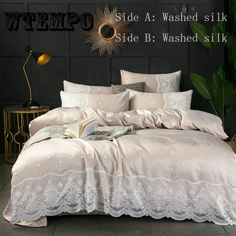 Fashion Lace Bed Skirt All Seasons Bedroom Home Bedding Setfour-piece Suit