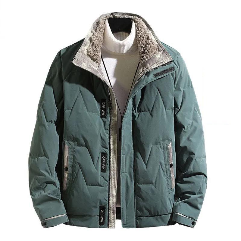 Men's Winter Light Down Jacket Trend Short Lamb Fur Collar White Duck Down Warm Jacket
