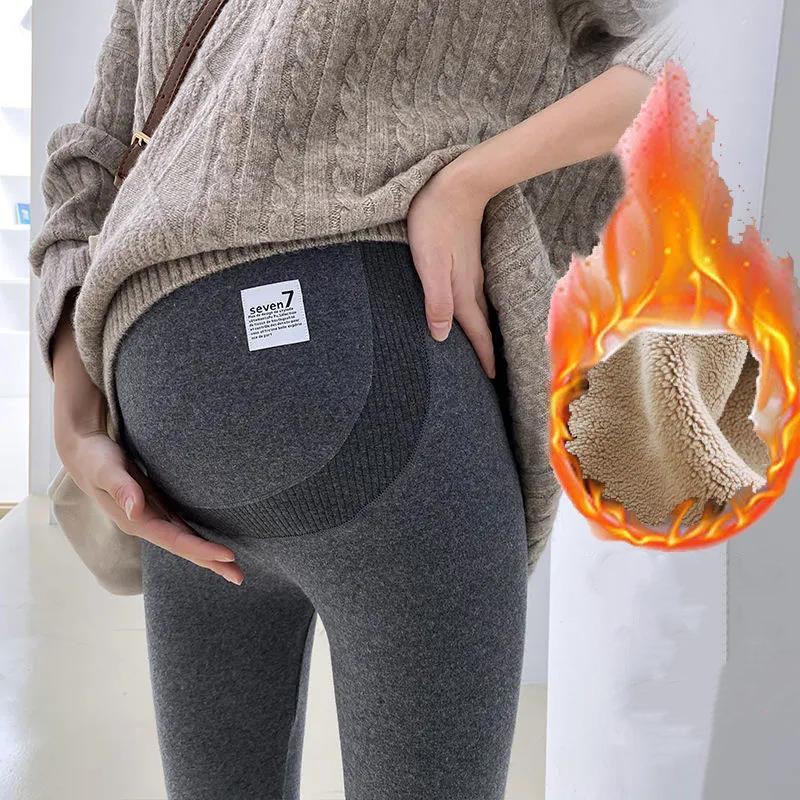 Pregnant Women's Pants In Winter Wear Thickened Plush Leggings Pregnant Women's Clothes Autumn and Winter Warm Cotton Pants Winter Clothes